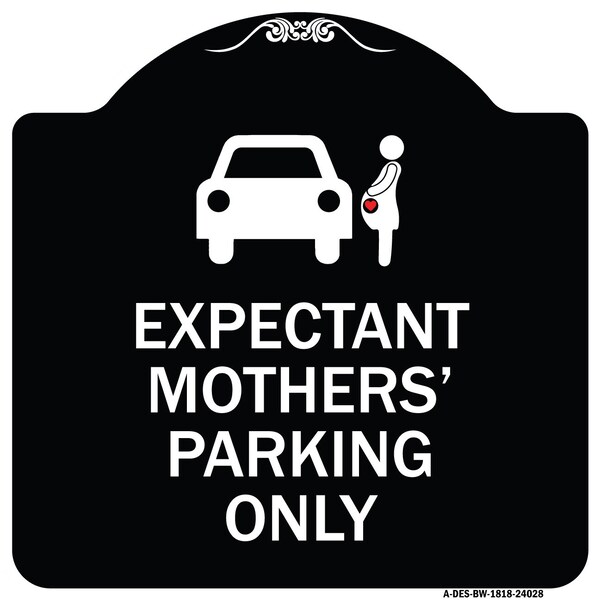 Expectant Mothers Parking W/ Graphic Heavy-Gauge Aluminum Sign, 18" L, 18" H, BW-1818-24028